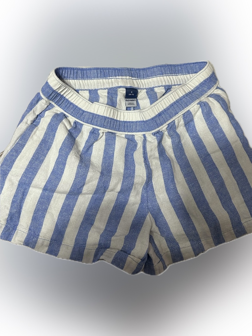 Old Navy Blue and White Vertical Stripe Girl Shorts